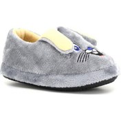 Resim Kulakcıklı Kreş Ev Okul Ayakkabısı Unisex Bebek Çocuk Panduf Gri 