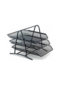 Resim Evrak Rafı Metal Perforeli 3 Lü Siyah Metal Evrak Rafı 