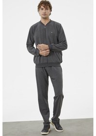 Resim Fermuar Detaylı Çift Renk Eşofman Takım - Antrasit 001 