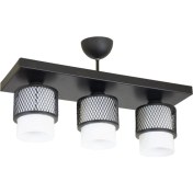 Resim Şık Üçlü Beyaz Cam Kafes Modern Tavan Avizesi 