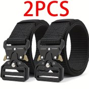 Resim 2'li Paket Erkek Kemer - Hızlı Açılır Tokalı Dayanıklı Nylon Spor Kemeri, Ayarlanabilir Siyah İş ve Yürüyüş Kemeri, Günlük Giyim, Açık Hava Aktiviteleri, İş Kıyafeti Aksesuarı, Şık Tasarım, Yüksek Kalite Kemer, Fitness Tutkunları İçin Çok Amaçlı Kemer 