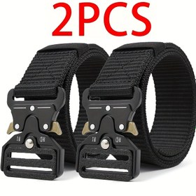 Resim 2'li Paket Erkek Kemer - Hızlı Açılır Tokalı Dayanıklı Nylon Spor Kemeri, Ayarlanabilir Siyah İş ve Yürüyüş Kemeri, Günlük Giyim, Açık Hava Aktiviteleri, İş Kıyafeti Aksesuarı, Şık Tasarım, Yüksek Kalite Kemer, Fitness Tutkunları İçin Çok Amaçlı Kemer 