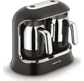 Resim Korkmaz Çiftli Siyah Krom Modern Tasarım Kahve Makinesi Siyah/krom Kahvekolik Twin 