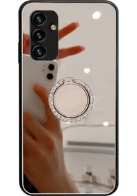 Resim Samsung Galaxy Uyumlu A14 5g Halka Kickstand Tpu + Pc Telefon Kılıfı Yansıtıcı Makyaj Aynası Kılıfı İçin 