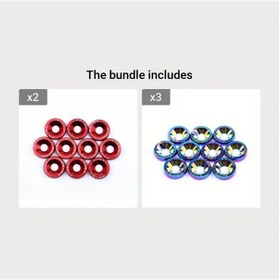 Resim Hightower 10 Adet M6 Jdm Çamurluk Kaporta Motor Çekiç Vidaları Kırmızı 2 Renkli 3 Set Vida 