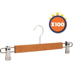 Resim Nyn Ahşap Askı Mandallı Pantolon Etek Askısı Naturel Renk 100 Ade 