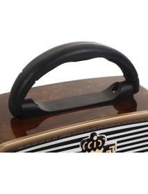 Resim Kahverengi Eskitme Nostalji Radyo Bluetooth Fm-Sd-Aux Kartlı 