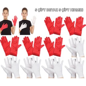 Resim neararsanbizden Çocuk Gösteri Eldiven Seti – 5 Çift Beyaz & 5 Çift Kırmızı 