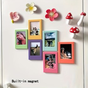 Resim 5 adet Boho Oblong 7.62 cm Yatay Plastik Manyetik Fotoğraf Çerçevesi, Fujifilm Instax Negatifleri için, Fotoğraf Gösterimi, Kayıt Güzellik Anları, Ofis, Mutfak, Oturma Odası, Yatak Odası Dekorasyonu, Sevgililer Günü, Doğum Günü, Yeni Yıl Hediyeleri için 
