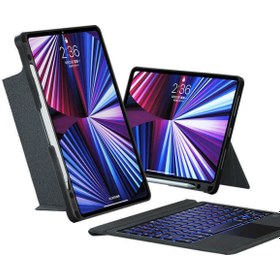 Resim Fuchsia Pro 11 Inç 2021 (4.NESİL) Uyumlu Touch Pad Bluetooth Klavyeli Standlı Mıknatıslı 