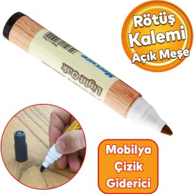Resim Badem10 Mobilya Rötuş Kalemi Ahşap Masa Sehpa Dolap Kalemi Çizik Giderici Çatlak Kapatıcı Açık Meşe 