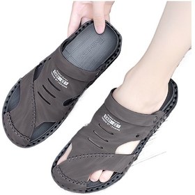 Resim Çift Kullanımlı Erkek Moda Delik Baotou Deri Rahat Sandalet Kahverengi Yükseltilmiş Çok Renkli 
