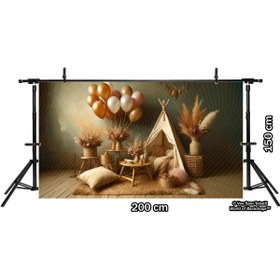 Resim Venspor Vintage Tarzı Çadır ve Balon Arkaplan, 200x150cm, Fon, Duvar Örtüsü 