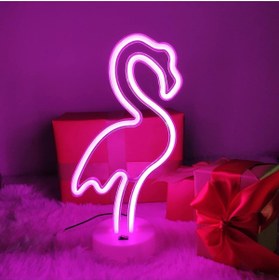 Resim HALL BREATHE Pembe Flamingo Tasarımlı Neon Masa Lambası, Çocuk Odası İçin Şık ve Renkli Aydınlatma 