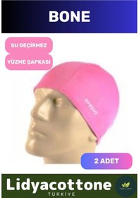 Resim Likralı Silikon Havuz Ve Deniz Yüzücü Deniz Havuz Bonesi Su Geçirmez Yüzme Şapkası 2'li Set Pembe Çok Renkli 