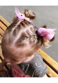 Resim Batu Kız Bebek Ve Çocuk Tavşan Figürlü Toka Seti Pembe 
