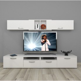 Resim Decoraktiv Eko 5220 Slm Krom Ayaklı Tv Ünitesi Tv Sehpası - Parlak Beyaz 