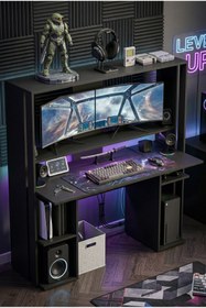 Resim Robin Home Dragon Oyuncu Masası Gamer Masa Gaming Bilgisayar Masası Siyah 