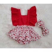 Resim Grande Home Kız Bebek Çilek Salopet Bandana Takım 