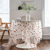 Resim Canlı Çiçek Nakışlı Tüll Masa Örtüsü - Kenarları Büzgülü Dikdörtgen Polyester Karışımı, Mutfak, Yemek Odası ve Tatil Dekoru İçin Mükemmel, Masa Örtüsü | Dekoratif Masa Örtüsü | El Yapımı Zarafet, Masa Dekoru 
