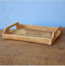 Resim Maria 37,5x28x8 Cm. Rattan Dekoratif Tepsi Bej 