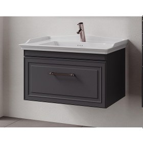 Resim Denko Era 80 Cm Antrasit Banyo Dolabı Alt Modül Lavabo Antrasit 
