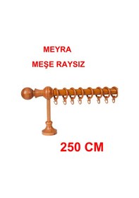 Resim Meyra Demonte Başlıklı Ahşap Rustik Perde Askısı - Raysız -meşe 250 Cm Meşe 