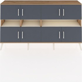 Resim Arges Konsol 8 Raflı 8 Kapaklı 176x30x99 Çam-antrasit/aytaşı Antrasıt/aytası - Atlas Çam 