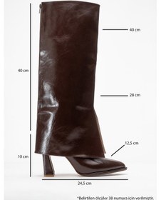 Resim Aja Kahverengi Kadın Kalın Topuklu Çizme Olabilen Bot Kahve 