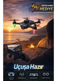 Resim Ekstra Kanat + Taşıma Çantası Hediyeli - Çift Kameralı Wifi Fpv Görüntü Aktarımlı Drone 