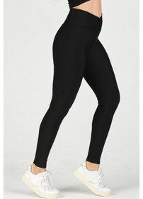 Resim Siyah Push-Up Özellikli Yüksek Bel Spor Tayt Siyah 