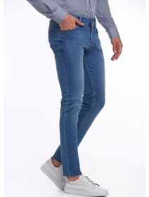 Resim Hatemoğlu Mavi Slim Fit Düşük Bel Düz Paça Basic Kot Pantolon Mavi 