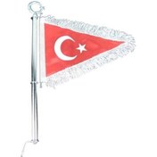 Resim Flama Bayrak Hilalli Beyaz Püsküllü 45cm 