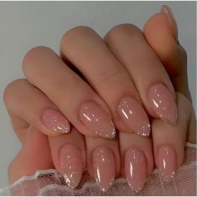 Resim Vivid Charm Vividcharm 24 Lü Doğal Görünümlü Pembe Taban ve Simli Uç Tasarımlı Takma Tırnak Seti 