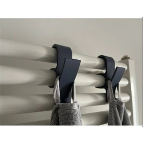 Resim Havlupan Askısı 8 Adet Havlu Ve Bornoz Askılık Siyah 
