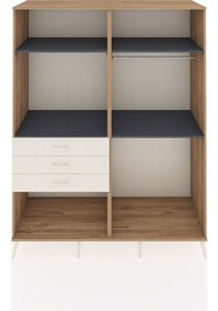 Resim Kronos Gardrop 4 Raflı 3 Çekmeceli 2 Askılı 176x59x221 Çam-antrasit/aytaşı Antrasit/aytaşı 