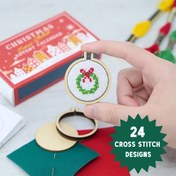 Resim 24'lü Noel Hafta Sonu Dikiş Takvimi Seti, 14.0cm 2024 Geri Sayım Nakış Seti, Başlangıç Düzeyinde El Sanatları Desenleri, İğne İşlemeli Marker'lar, Karma Renkli Tatil Temalı El Sanatları Projeleri 
