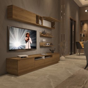 Resim Trendstyle 5220S Mdf Tv Ünitesi Tv Sehpası Naturel Pera 