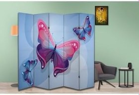 Resim Kelebek Temalı Özel Tasarım Paravan Room Divider PRV1270, 180 x 180 