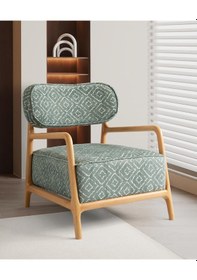 Resim Oslo Ahşap Kollu Ayaklı Berjer Mavi 