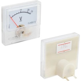 Resim Mabeyn Monte Lua Voltmetre Voltaj 2.5 Doğruluk Voltaj Deneyler Için Analog Voltmetre Paneli 0-30V Dc Analog Gösterge 45X48 mm 