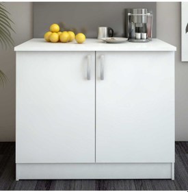 Resim Zambak Mutfak 2 Kapaklı- Alt Modül -90 Cm - Çok Amaçlı Dolap -beyaz-tezgah Dahil Beyaz 