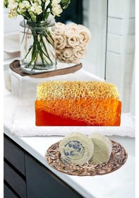 Resim 2'li Doğal Yüz Bakım Pırıltı Parlatıcı Peeling Sivilce Akne Leke Temizleme Kabak Lifli Ballı Set 