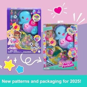 Resim SDT Group Polly Pocket™ Babam ve Ben™ Denizatı Çanta Polly Babam ve Ben Denizatı Çanta, 2 Mikro Bebek, Evcil Hayvanlar ve 13 Aksesuar, 2'si 1 Arada Çanta ve Oyuncak ile Shani HWP03 