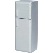 Resim Lillian 1/12 Bebek Evi Minyatür Ahşap Çift Kapılı Buzdolabı Simülasyonu Bebek Evi Dekorasyonu Için Gümüş Buzdolabı Modeli (Yurt Dışından) 