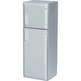 Resim Lillian 1/12 Bebek Evi Minyatür Ahşap Çift Kapılı Buzdolabı Simülasyonu Bebek Evi Dekorasyonu Için Gümüş Buzdolabı Modeli (Yurt Dışından) 