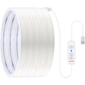 Resim USB Neon Işık Şeridi Üç Tuşlu Kontrol Anahtarı 5V COB Esnek İp Işığı 320LED/m Parlak ama Göz Alıcı Değil, Yapışkanlı Arka Yüzey ile Gömme/Yüzeye Montaj için Çeşitli Ortamlarda Kullanılabilir 