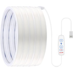 Resim USB Neon Işık Şeridi Üç Tuşlu Kontrol Anahtarı 5V COB Esnek İp Işığı 320LED/m Parlak ama Göz Alıcı Değil, Yapışkanlı Arka Yüzey ile Gömme/Yüzeye Montaj için Çeşitli Ortamlarda Kullanılabilir 