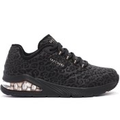 Resim Skechers Women's Black Leopard Print Lace-Up Sneakers Derimod