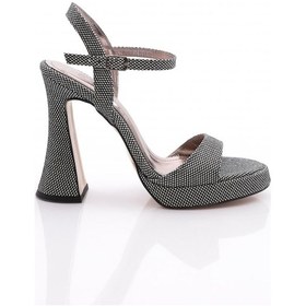 Resim Dgn 6003 Kadın Bilekten Bağlama Topuklu Abiye Ayakkabi Platin Baskılı 